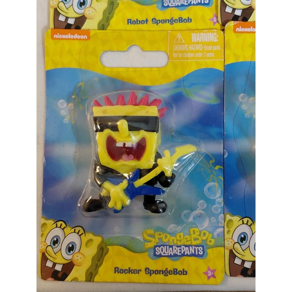 Lot of 4 SpongeBob SquarePants Mini Figures Robot Rocker Ripped Pants Old-Time